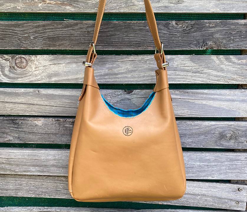 Cognac leren totebag leren handgemaakte tas