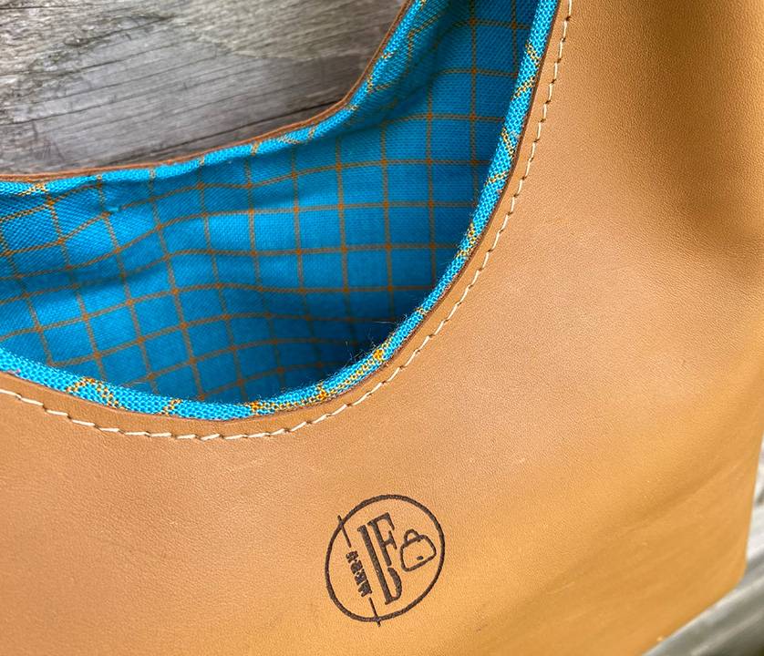 Cognac leren totebag leren handgemaakte tas
